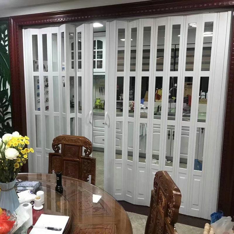 PVC折叠门 铝合金推拉门卫生间隔断开放式厨房商铺阳台伸缩简易