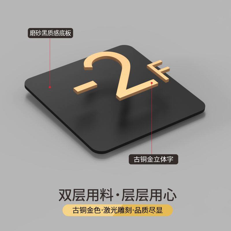 现货古铜金楼层牌定制亚克力楼层牌楼层号单元牌楼栋牌.数字门牌