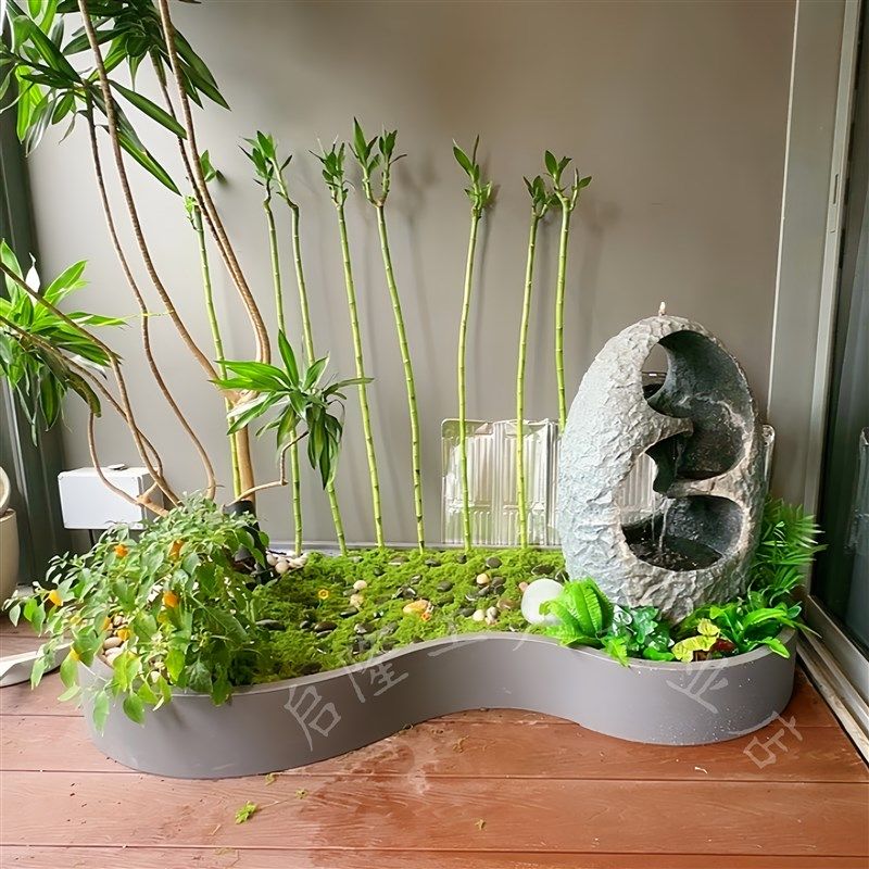 定制不锈钢花盆j阳台花箱弧形花坛室内造景花池庭院露台户外种植