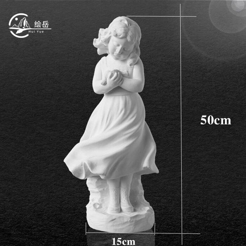捧鸽子的小女孩姑娘石膏像美术教具石膏头像雕塑石膏摆件艺术展示