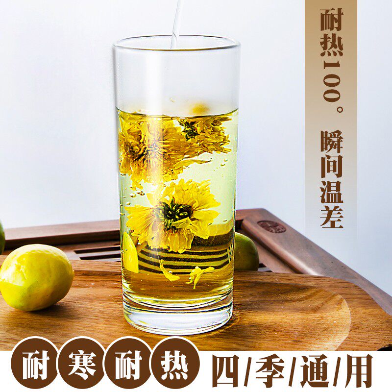 玻璃杯套装家用喝水o杯茶杯牛奶杯啤酒杯透明耐热6只简约直身杯子