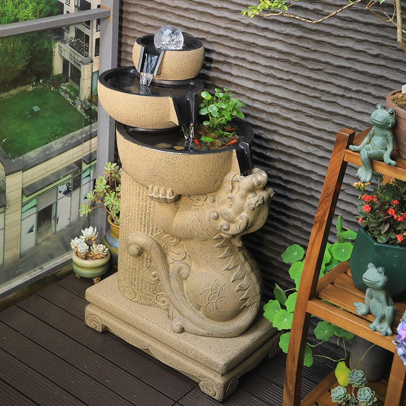 汉韵堂貔貅招财流水o摆件鱼池客厅阳台花园庭院循环水景观落地装
