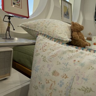 A类少女心母婴级卡通涂鸦彩边双层纱四件套1L.5m1.8米全棉三件