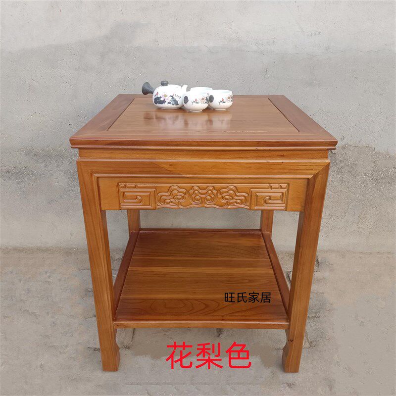 新中式花架实木带抽屉盆景架鱼缸架奇石桌工艺品底座X置物花架客