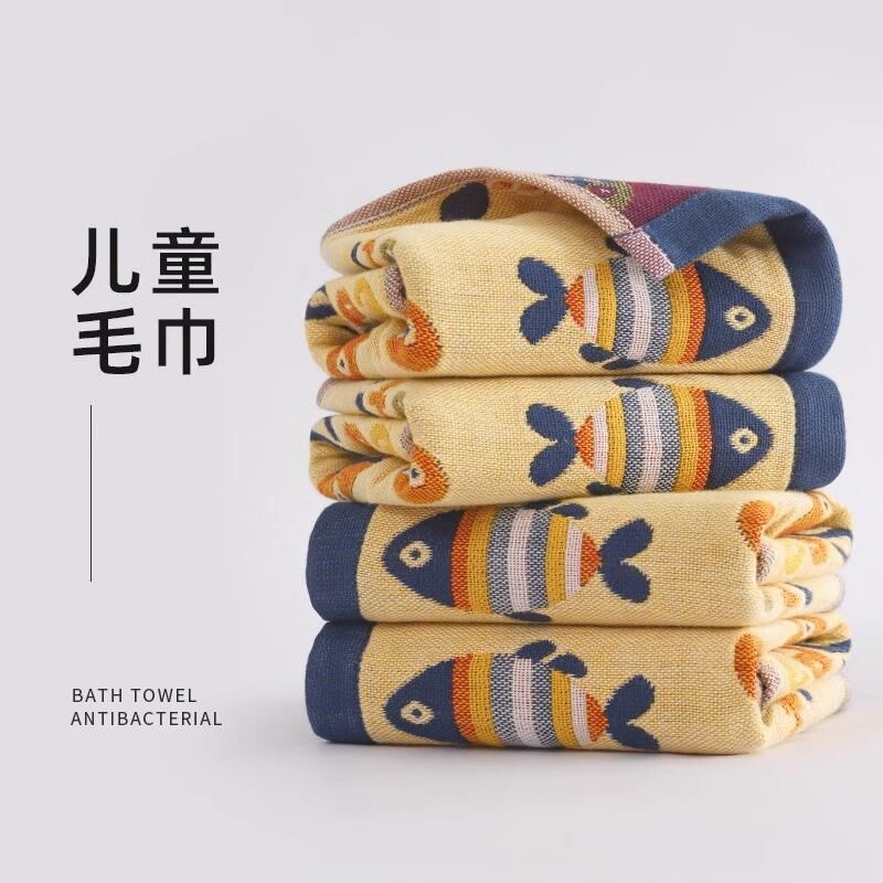 儿童毛巾纱布全j棉洗脸吸水小号女男童宝宝幼儿园家用小孩
