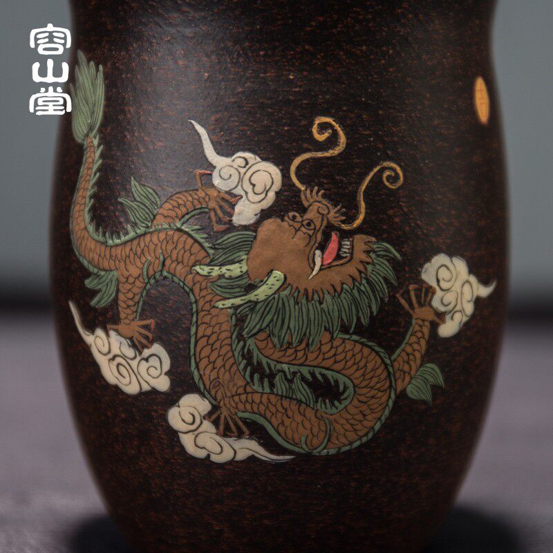 容山堂紫艺紫砂品j茗杯大号主人杯单杯个人盏彩绘茶杯结婚礼品茶