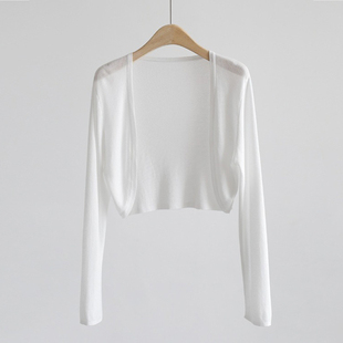 小披肩外搭高级感防晒衫 白色针织开衫 2024新款 薄款 上衣 外套女夏季