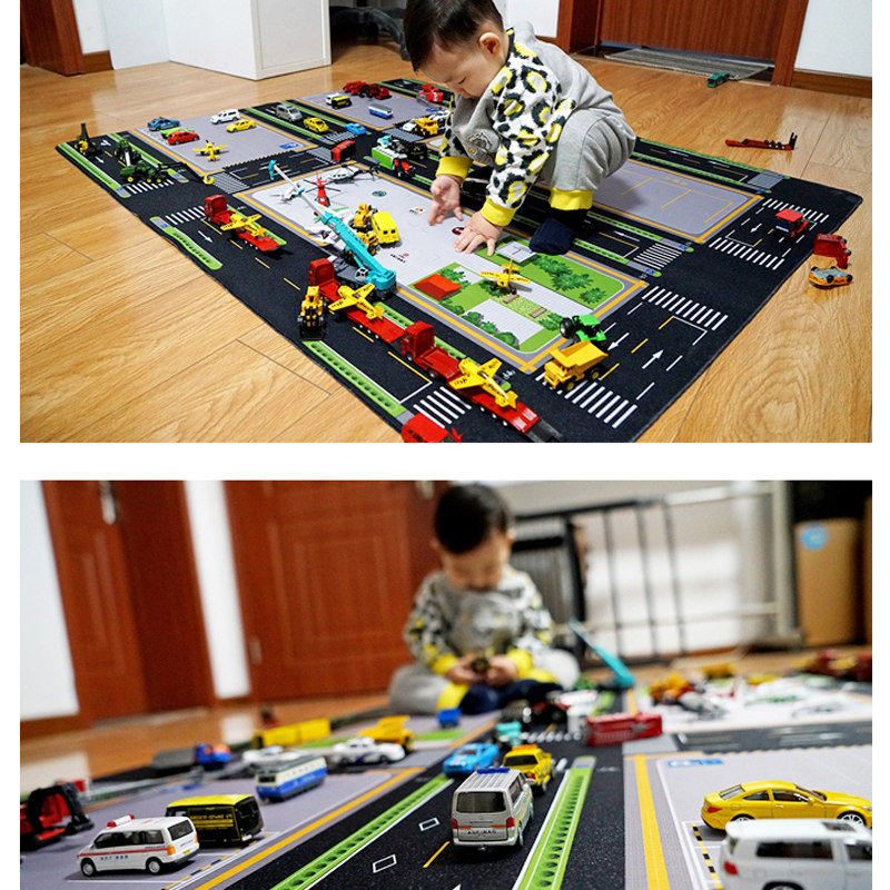 儿童爬行垫城市交通大马s路道路街道儿童地垫无味防潮大号加厚锁