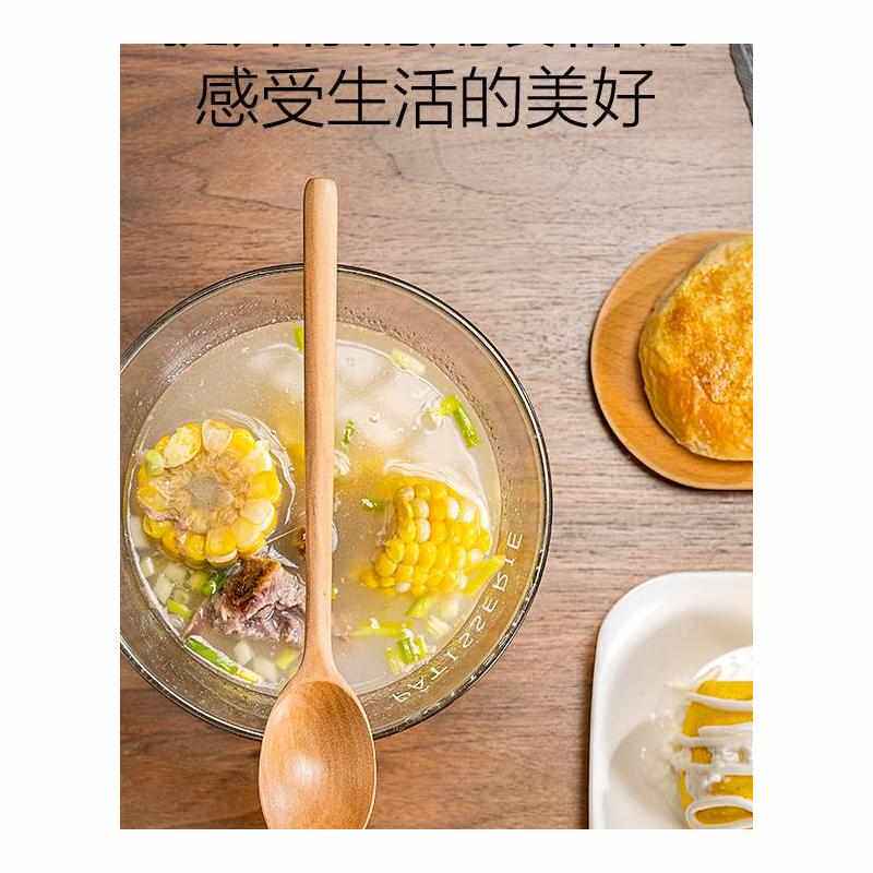 日式木勺汤匙小号家用吃r饭用汤勺蜂蜜木头勺子木质调羹勺餐具长