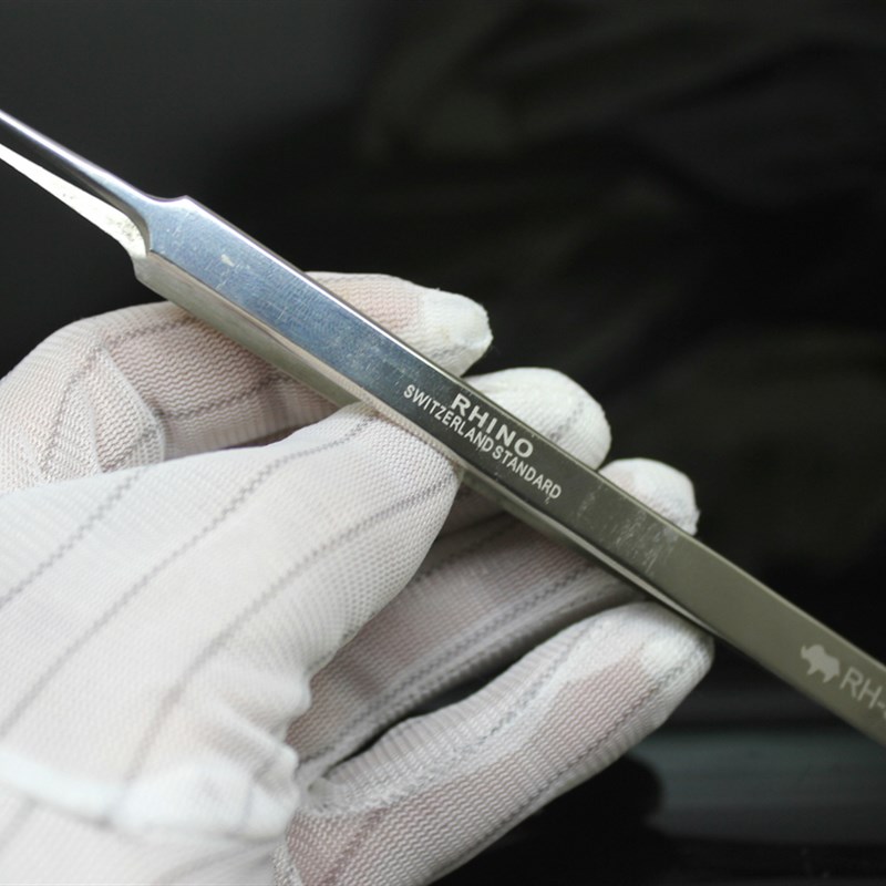 日本进口RHINO犀牛 高端精密加长镊子尖头直头 防磁防酸 镜面抛光