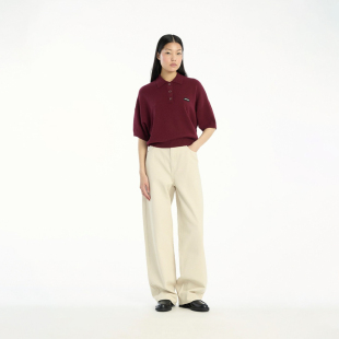 翻领Polo短袖 短款 上衣 Slinky罗纹针织徽标刺绣Logo微修身 Rotate