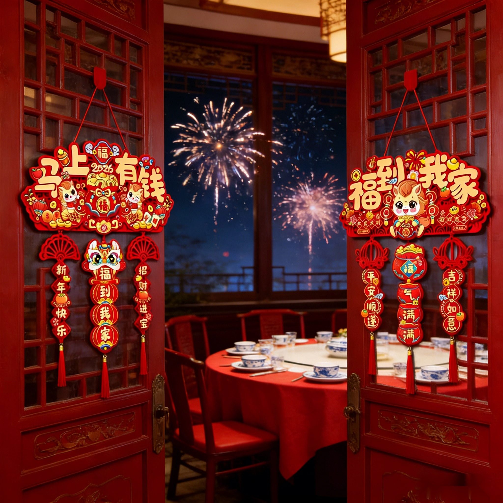 2026年马年新年挂件大门门挂装饰客厅背景墙玄关挂饰过年福字布置,家居饰品,门贴,淘宝优惠券,粉丝福利购,淘宝优惠卷