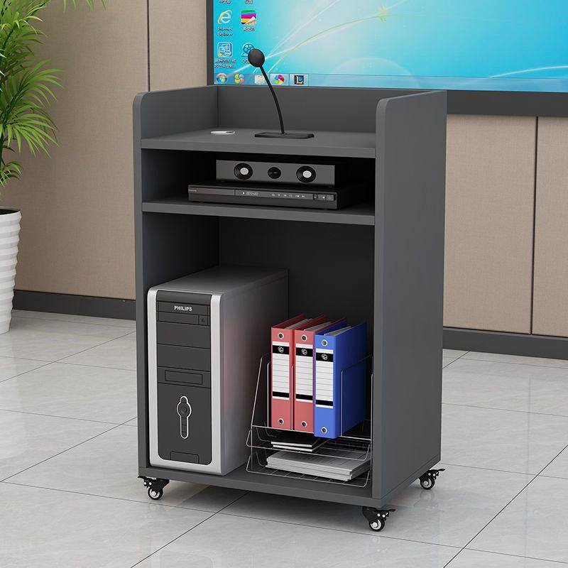 演讲台桌迎宾接待台培训多媒体讲台主席台带轮子讲桌小型厂家直销