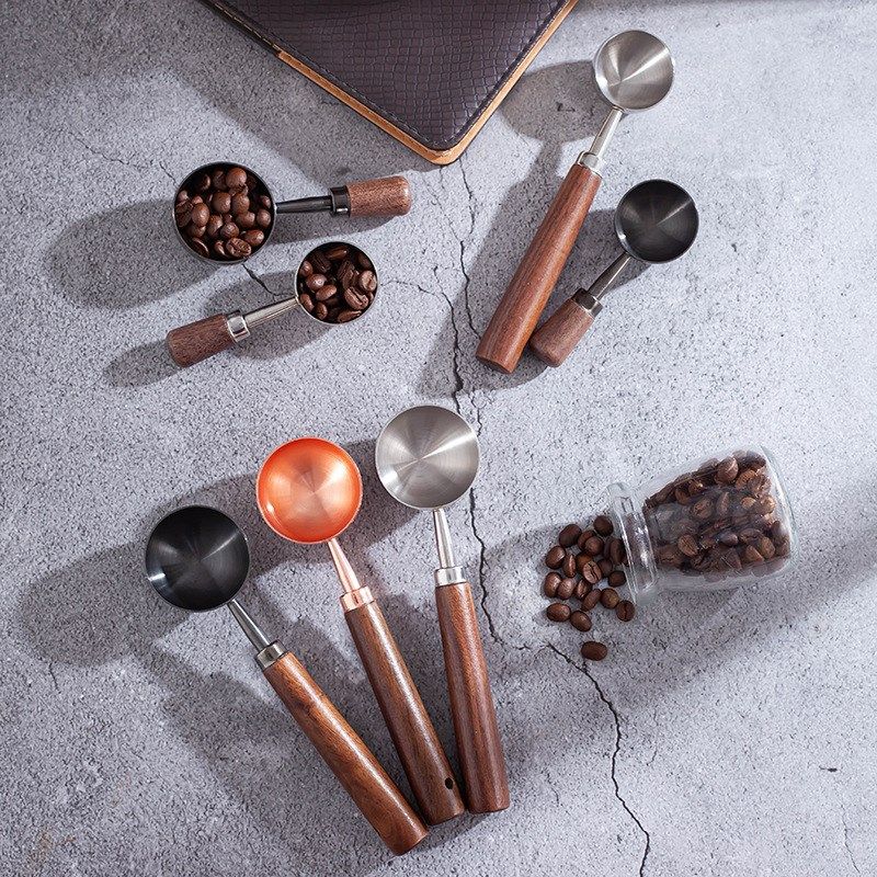 一物一家304不锈钢胡桃木咖啡勺量匙奶粉勺15ml30ml烘焙量勺短柄