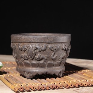 中国风仿古青石禅意桌面花盆水仙盆石头怀旧做旧水培器皿水培花盆