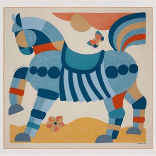 H家小马跳跃高货高端丝巾女真丝羊绒140大方巾丝绒围巾披肩保暖