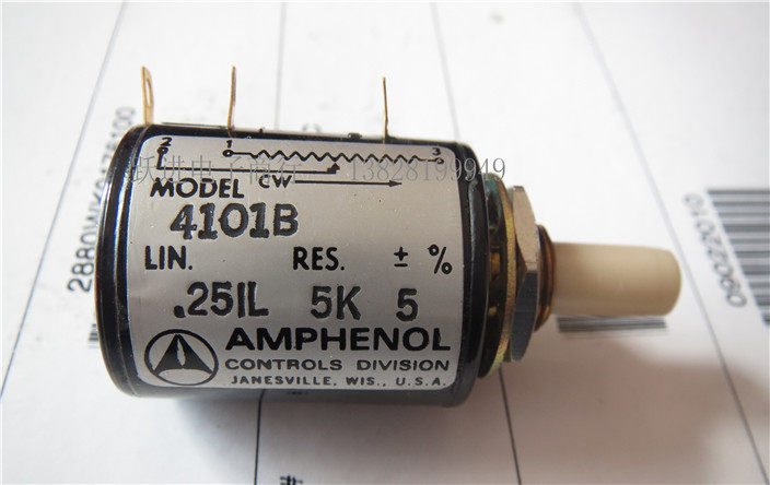 4101B 25IL 5K AMPHENOL 进口美国古董多圈电位器 10圈 20圆柄