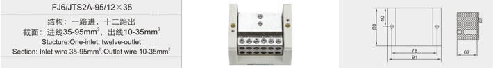 FJ6/JTS2A-95/1235一路进十二路出分线端子【海燕接线盒】