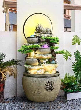 客厅流水摆件循环水阳台喷泉造景装饰办公室养鱼池落地生财风水轮