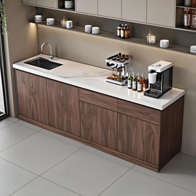 定制公司水吧台办公室茶水柜带水槽咖啡操作台洗手盆一体厨房橱柜