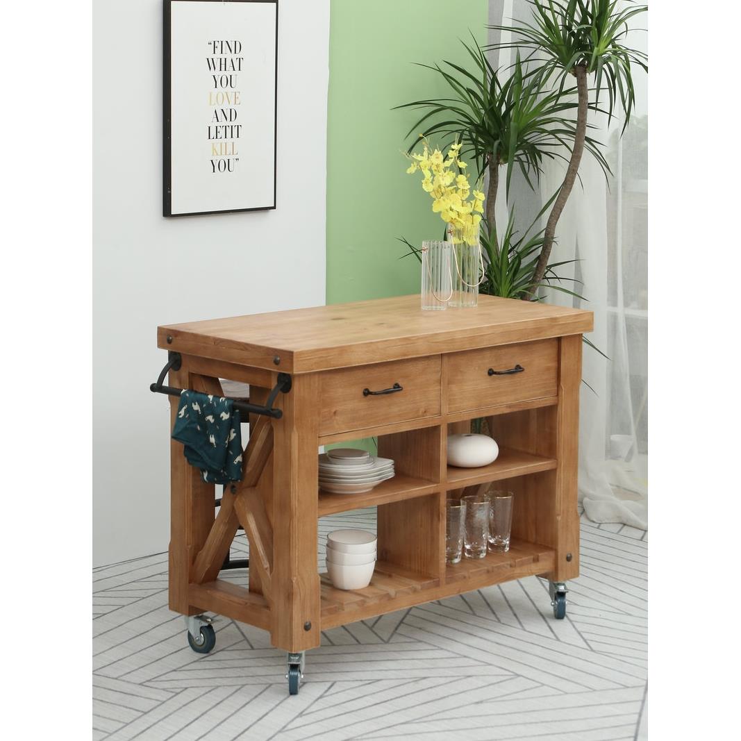 厨房料理中岛台可移动多功能备餐台切菜吧台开放式大理石餐边柜