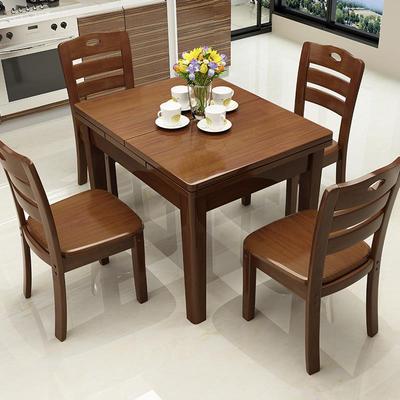 2025新款全实木餐桌家用小户型伸缩折叠桌子长方形中式饭桌椅组合