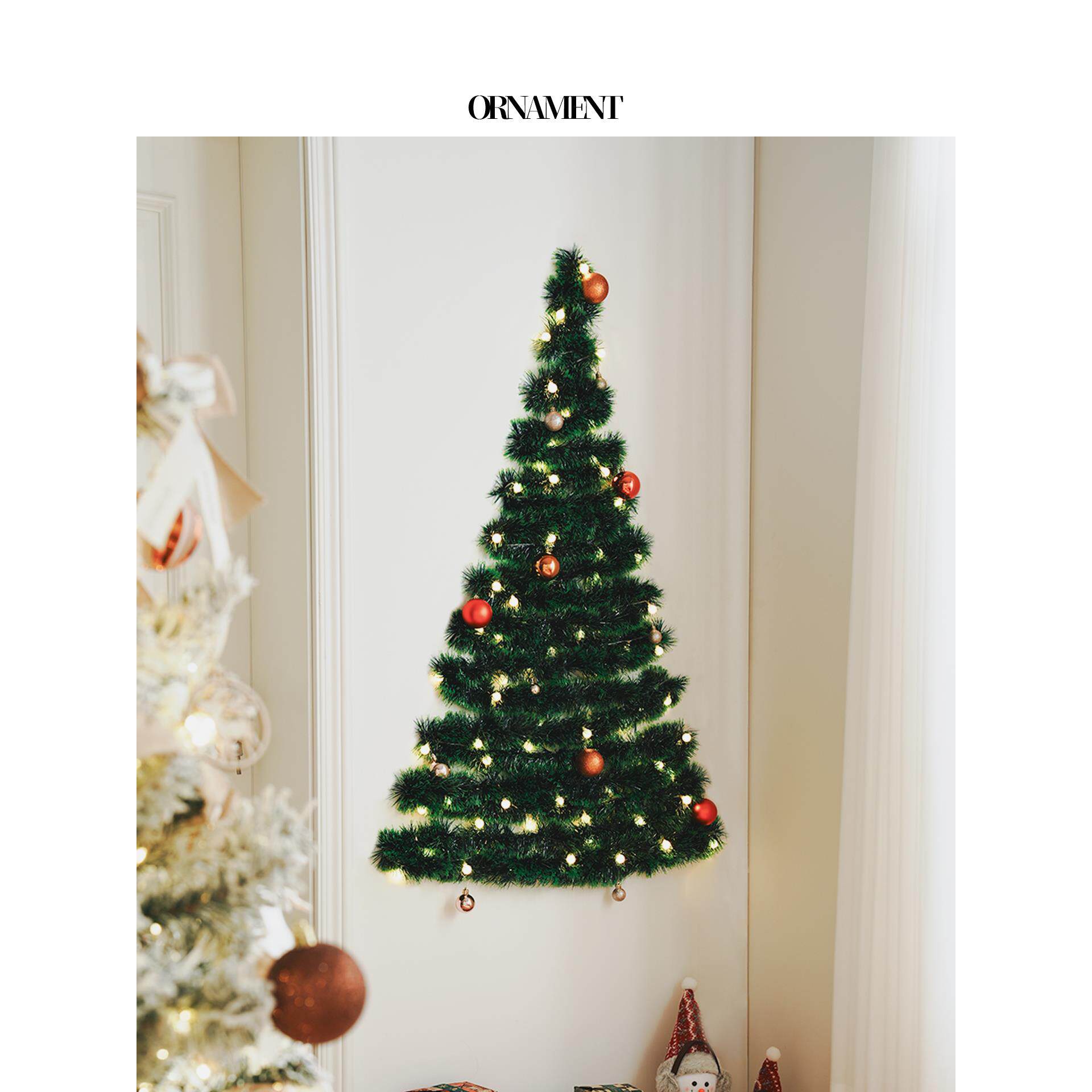 圣诞节装饰品墙面上毛条毛线圣诞树装扮耶诞氛围场景布置道具挂饰