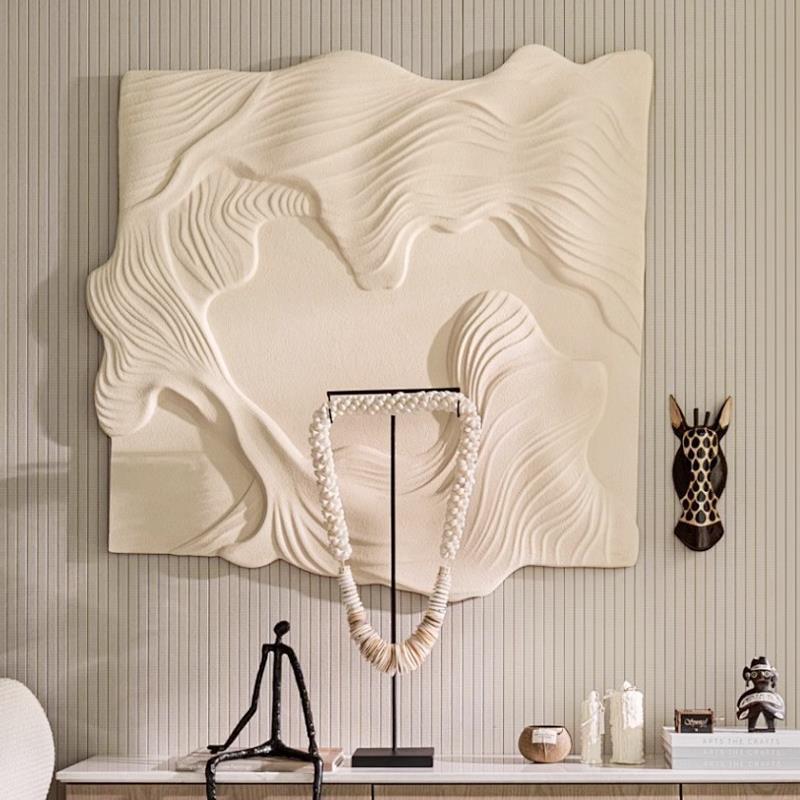 侘寂风3D立体浮雕手工装饰画 画砂岩客厅实物画 画艺术画 画高级图片