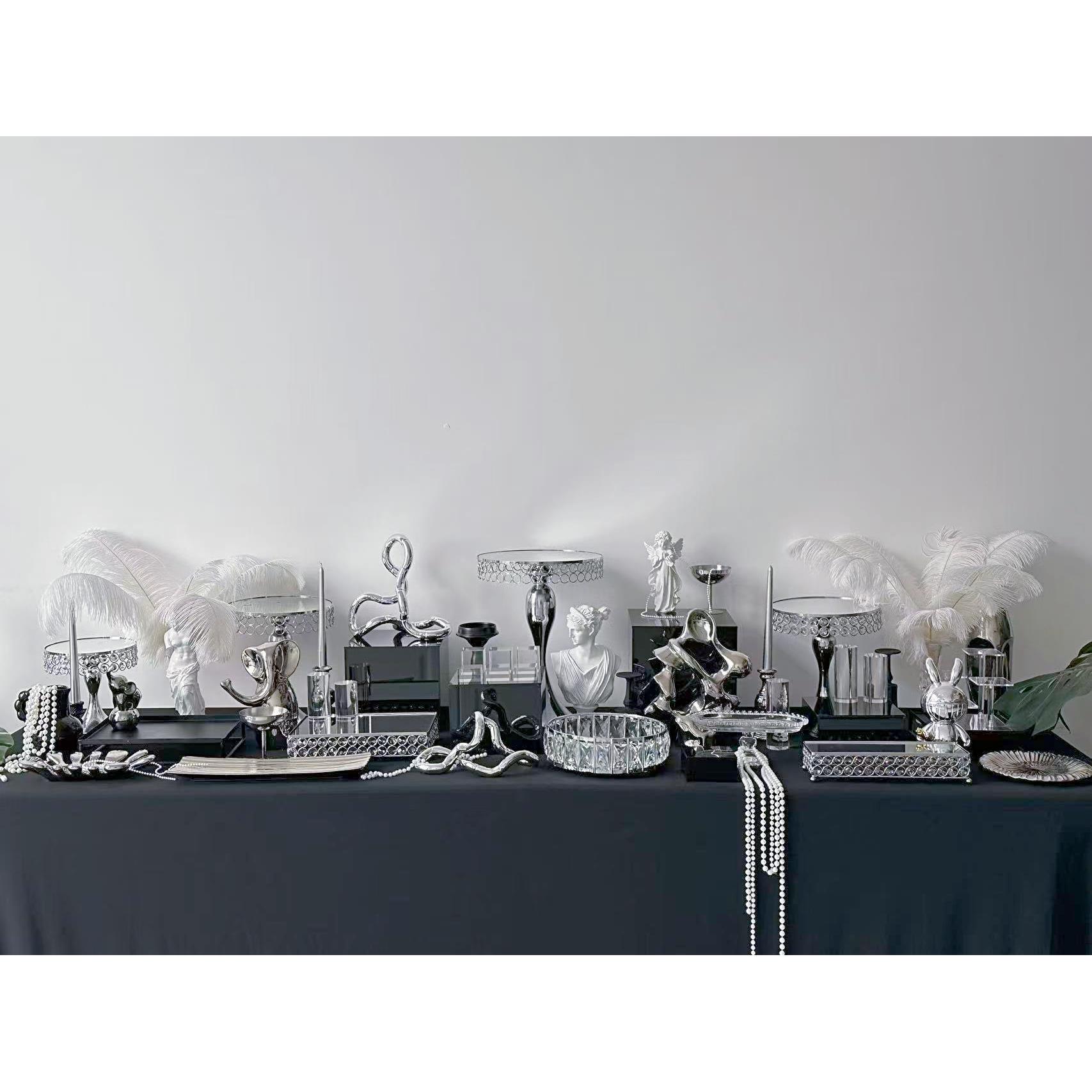 新款银黑色甜品台展示架摆台摆件茶歇开 业摆台蛋糕架摆台摆件