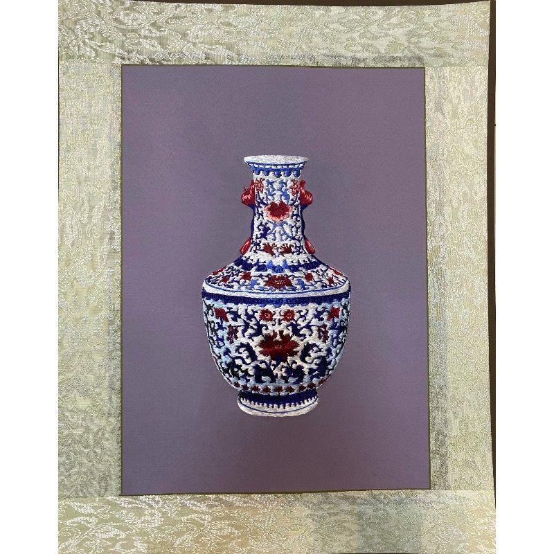 苏绣刺绣竖版小幅画宝瓶成品客厅餐厅书房精品送礼自挂特价清仓