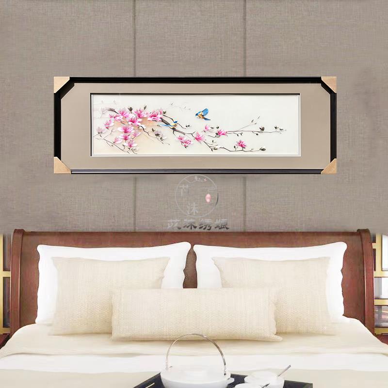 苡沫刺绣纯手工4丝荷花花鸟苏绣成品挂画客厅卧室客厅中式装饰画