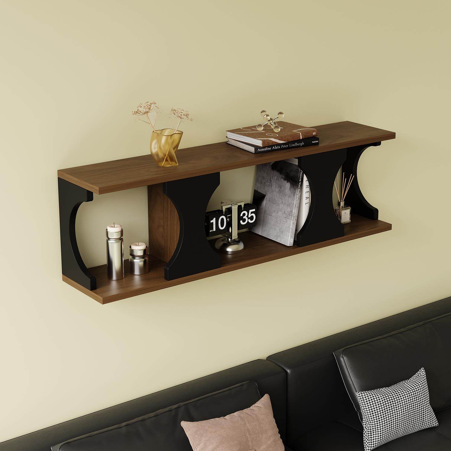 实木墙上置物架中古风壁挂式书架客厅收纳餐厅储物手办创意展示柜