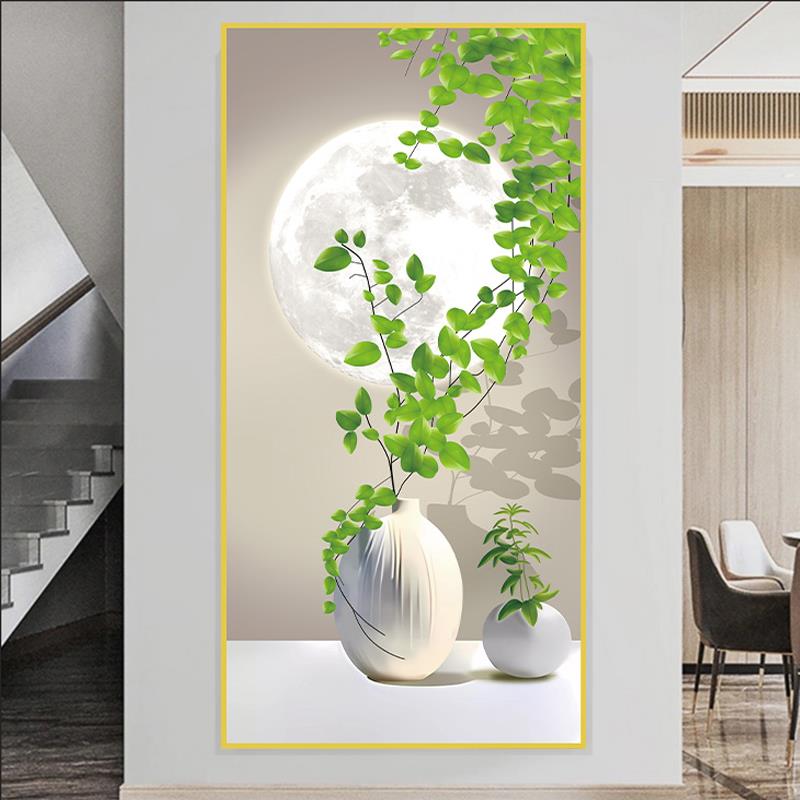 2025新款玄关装饰画 画3d立体自粘入户正对门走廊过道客厅墙贴画图片