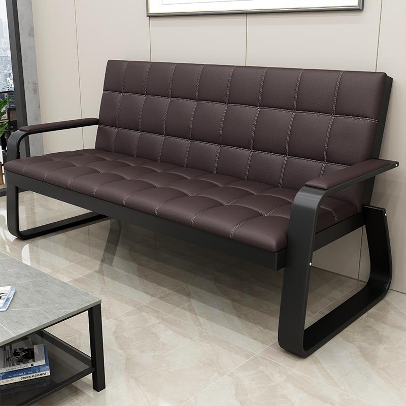 新款三人位铁艺办公沙发简易接待会客组合椅办公室沙发长茶几套装