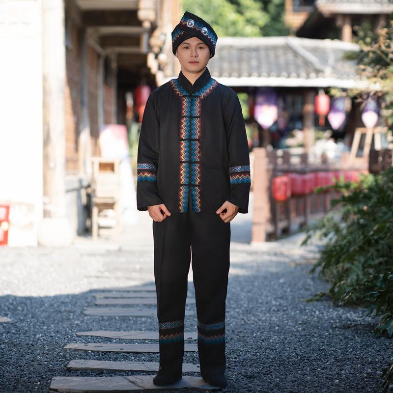 广西壮族三月三民族服装成人男少数民族苗族演出服土家族舞蹈服饰