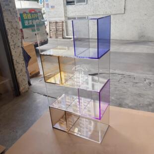 亚克力盒子现代简约飘窗收纳柜客厅卧室彩色置物架书架墙角落地柜