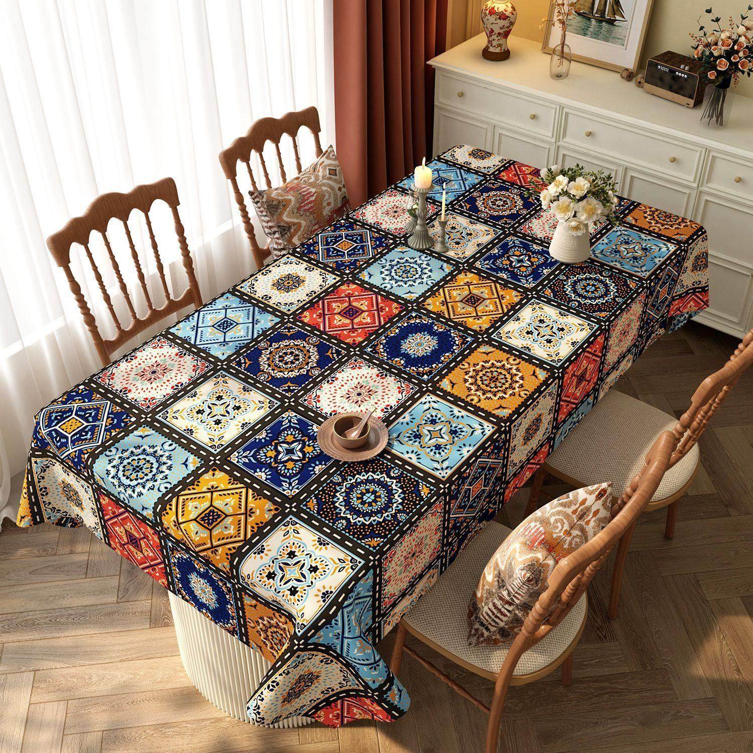 波西米亚桌布防水防油免洗防烫2025轻奢高级感长方餐桌垫茶几台布,居家布艺,桌布,淘宝优惠券,粉丝福利购,淘宝优惠卷