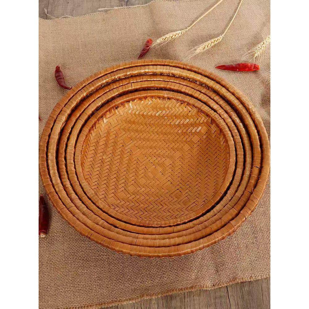 华瑞越南手工竹制覆古烟熏圆簸箕点心盘糖果点心瓜子盘,特色手工艺,竹编/竹雕,淘宝优惠券,粉丝福利购,淘宝优惠卷