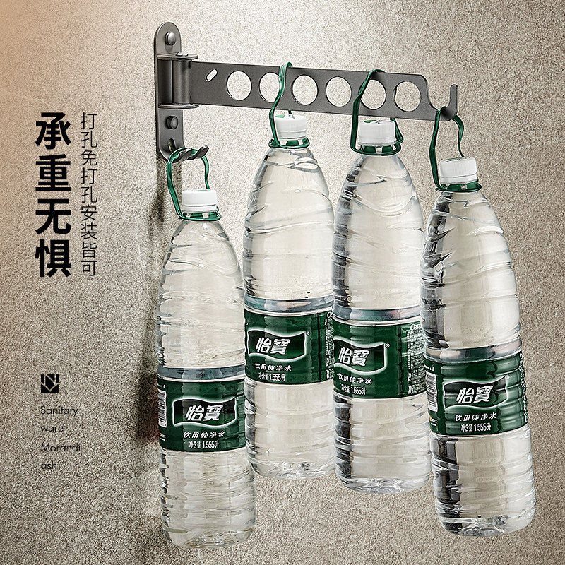 枪灰阳台折叠晾衣神器浴室厕所免打孔隐形伸缩挂R衣架卫生间晾衣