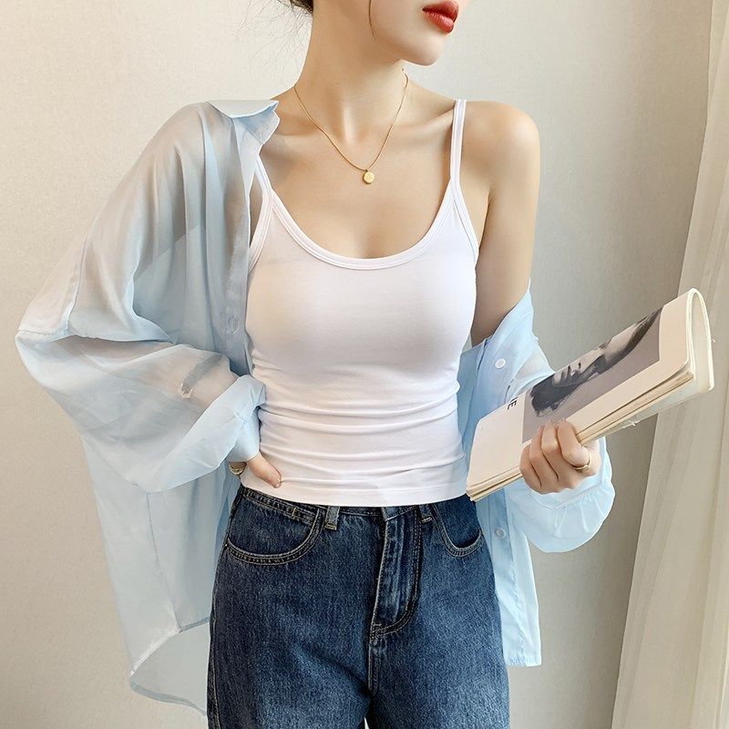 白色细肩带吊带背心女夏季内搭2025年新款时尚百搭打底外穿上衣潮