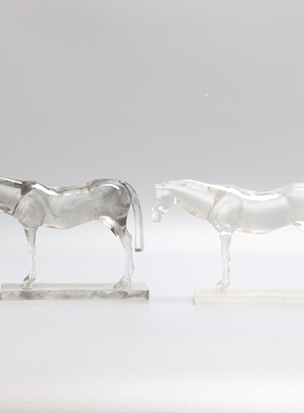 新中式透明水墨马太湖石摆件x样板间书房博古架茶几书柜软装饰品