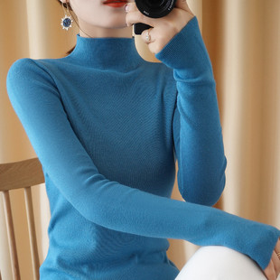 百搭针织打底衫 内搭紧身洋气韩版 女 毛衣女2021新款 半高领秋冬修身