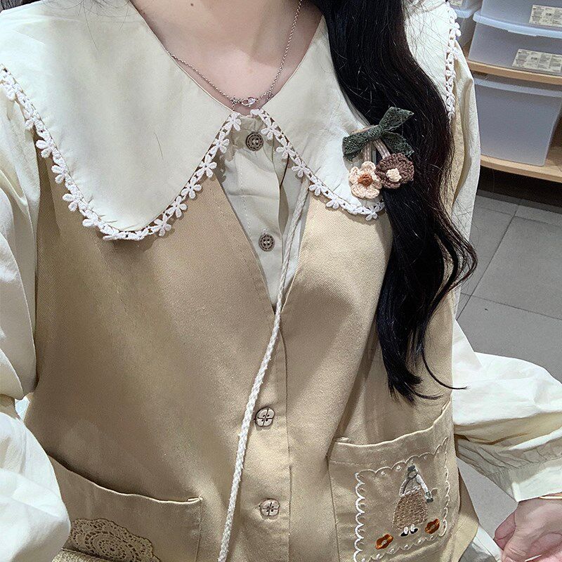 初中女生马甲套装甜美连衣裙秋2024新款高中学生小清新甜美中长裙