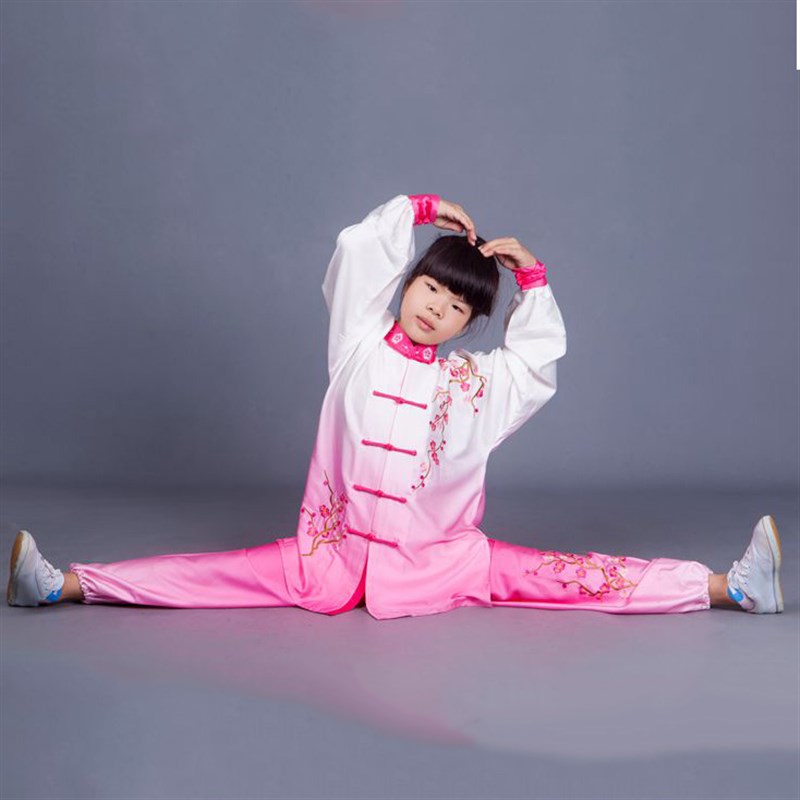 新款儿童太极服女k春秋季练功服男学生少儿太极武术比赛团体表演