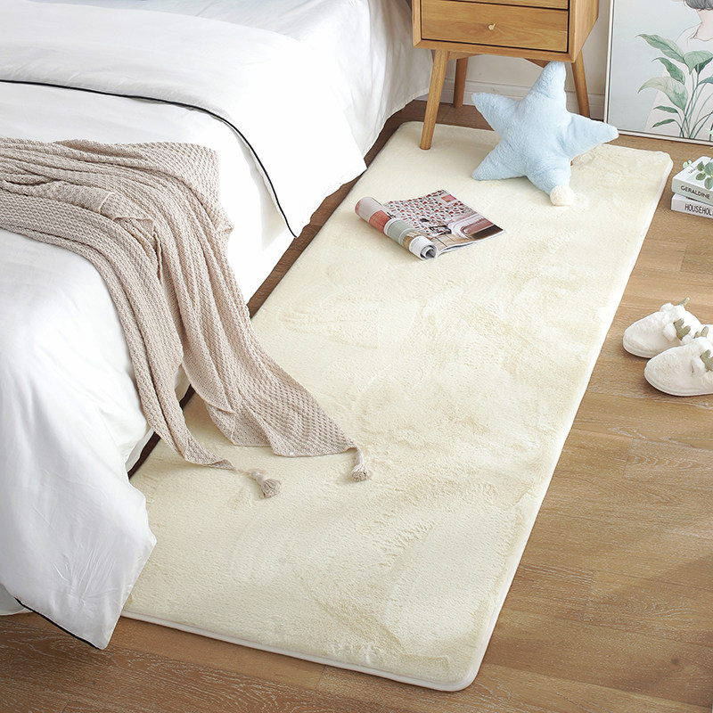 儿童房小地毯卧室床边毯毛绒垫子客厅家用房间地垫主卧白色床前厚