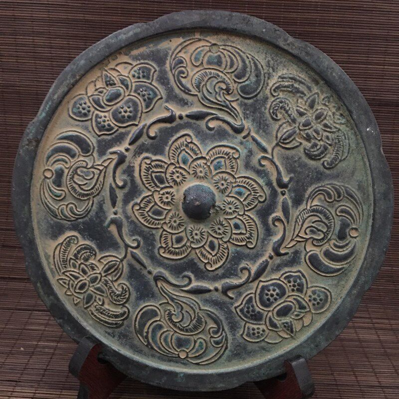纯铜大号仿古做旧青铜镜老镜子工艺品摆件玄关卧S室装饰品影视道