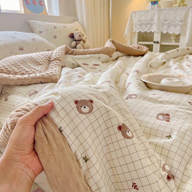 A类加厚冬被豆豆l绒被子全棉纯棉空调被单人学生春秋被可机洗被芯