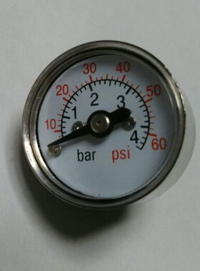 直径2.5cm 背接式微型压力表 25mm 压力0~4bar 60psi 螺纹ZG1/8