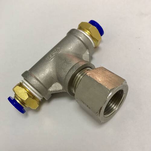 m20X1.5-8mm 压力表气管三通 一边内螺纹m20x1.5 另外两边接8mm管