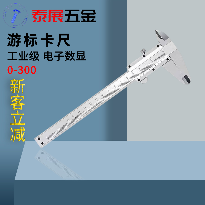 卡尺测量工具泰展0-150 0-200上海仓LG普通精度带深度杆游标卡尺